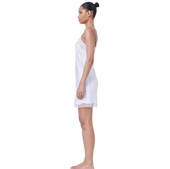 Ginia Silk Skylar Lace Chemise White