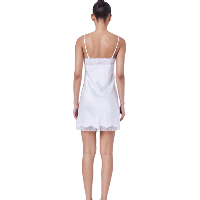 Ginia Silk Skylar Lace Chemise White