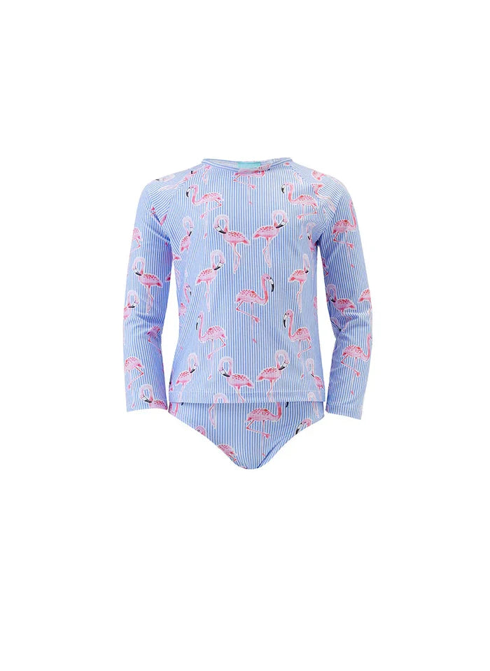 One-Piece Melissa Odabash Girls Dakota Long Sleeve One Piece Flamingo Apoella
