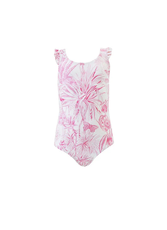 One-Piece Melissa Odabash Girls Milly Frill One Piece Pink Tropical Apoella