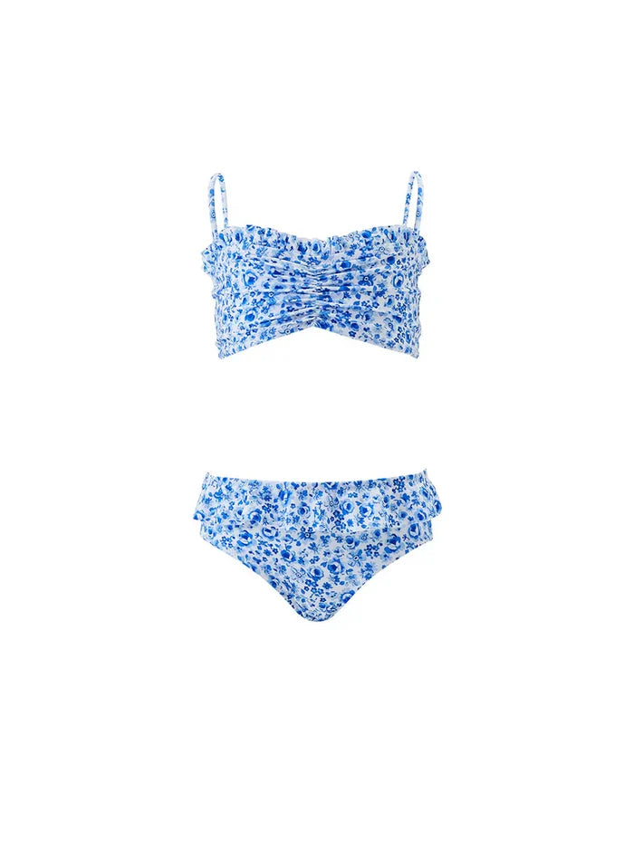 Swimwear Melissa Odabash Girls North Frill Bikini Blue Floral Apoella