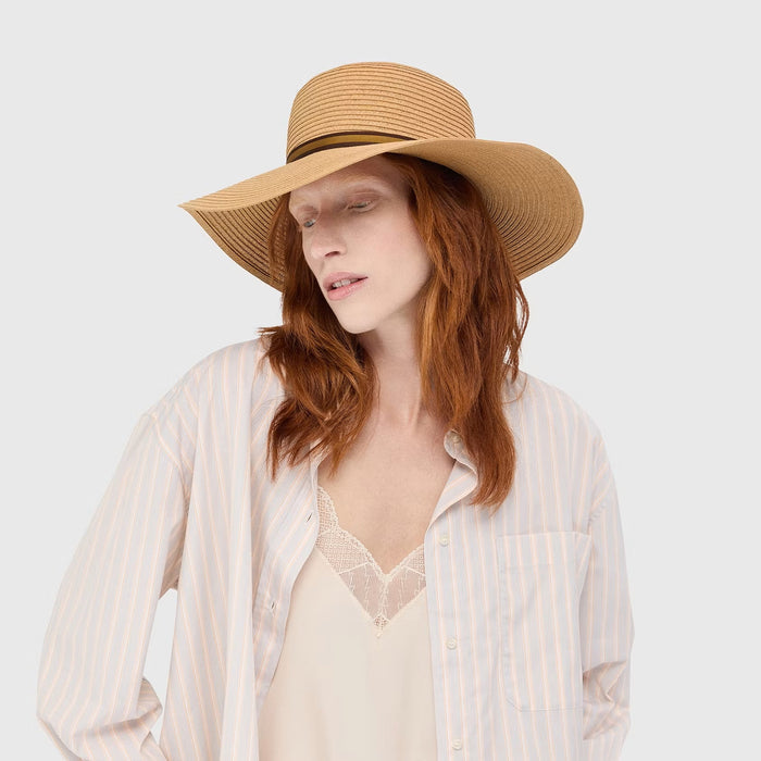 Hats Borsalino Giselle Straw Hat Natural Ribbon Striped Camell MEDIUM / Camel Apoella