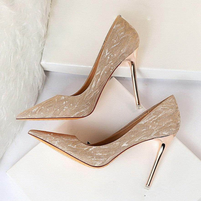 Glitter and Metallic Pointy Stiletto Heels 606336050941 - COCOMELODY