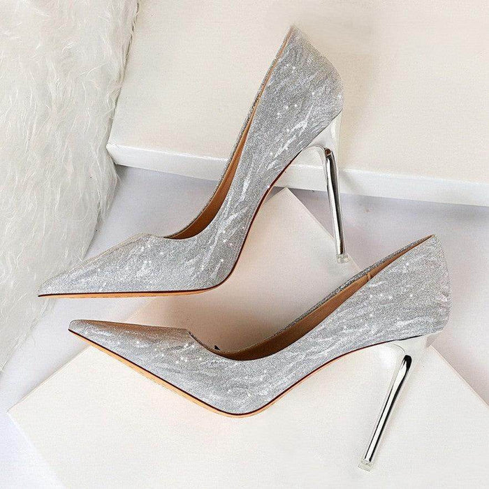 Glitter and Metallic Pointy Stiletto Heels 606336050941 - COCOMELODY