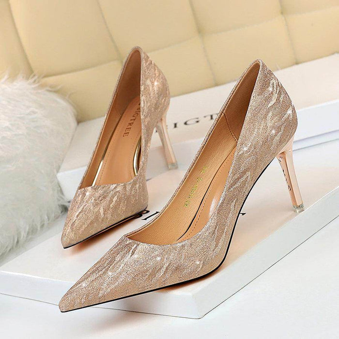 Glitter and Metallic Pointy Stiletto Heels 606336050941 - COCOMELODY