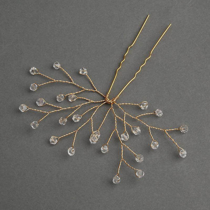 Gold Bridal Headwear Handcrafted Crystal Hair Accessories Wedding Hairpin Accessories set of 2 613908174425 - COCOMELODY