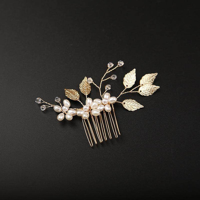 Golden Leaf Bride Combs 2 Pieces 7969295597726 - COCOMELODY