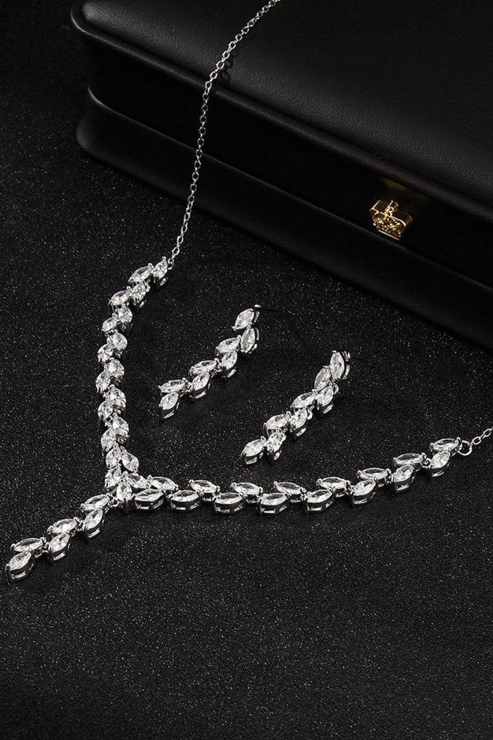 Gorgeous Zircon Earrings/Necklace Jewelry Sets (Set of 2) 702777627165 - COCOMELODY