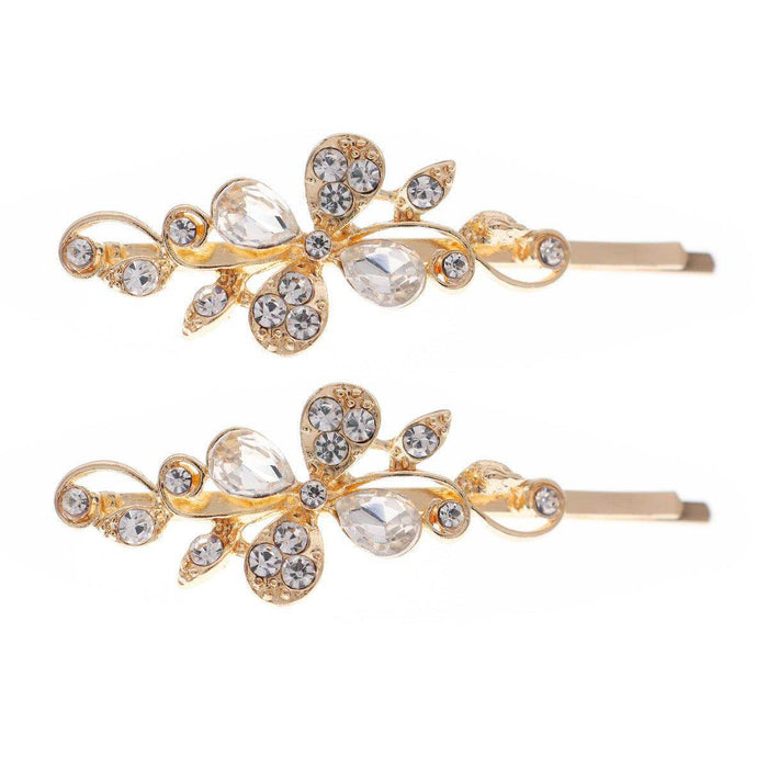 Hair accessories Metal Hair Clips Broken bangs One line clip leaf rhinestone alloy hair clips 679973510035 - COCOMELODY