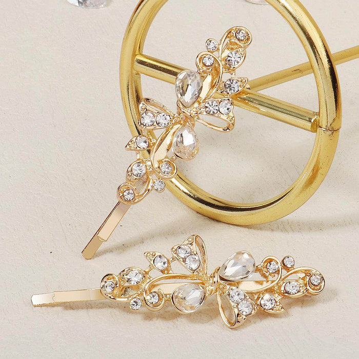 Hair accessories Metal Hair Clips Broken bangs One line clip leaf rhinestone alloy hair clips 679973510035 - COCOMELODY