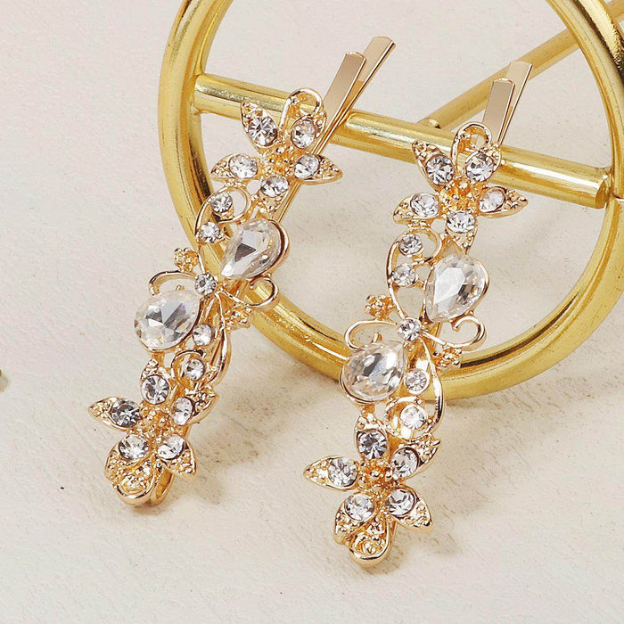 Hair accessories Metal Hair Clips Broken bangs One line clip leaf rhinestone alloy hair clips 679973510035 - COCOMELODY