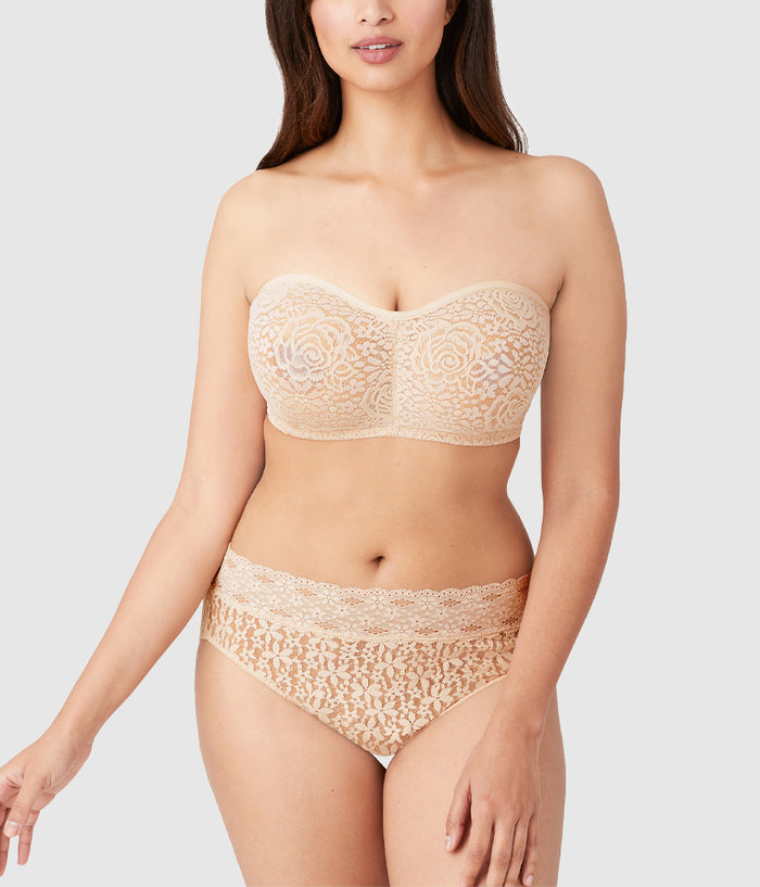 Halo Lace Strapless Underwire Bra: Sand