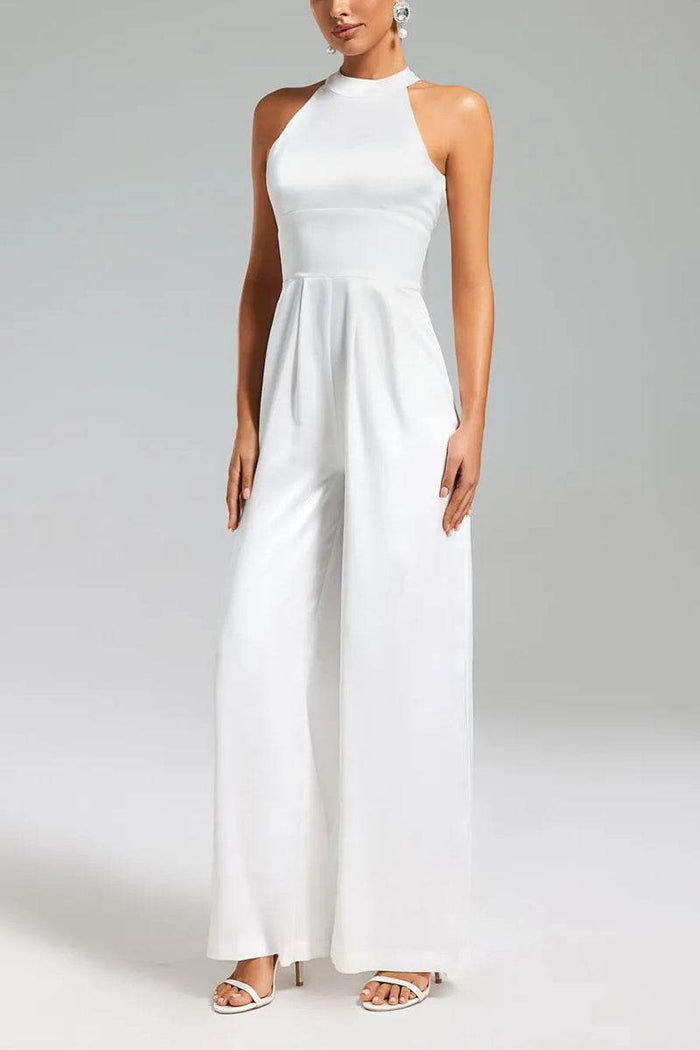 Halter Floor Length Chiffon Wedding Jumpsuit 857509518185 - COCOMELODY