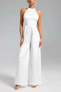 Halter Floor Length Chiffon Wedding Jumpsuit 857509518185 - COCOMELODY