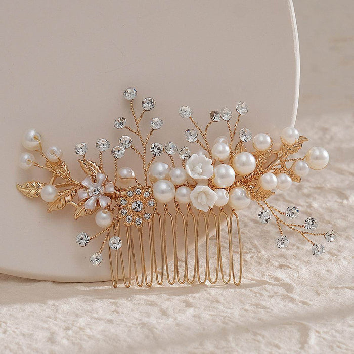 Hand alloy pearl updo bridal hair comb 716261902532 - COCOMELODY