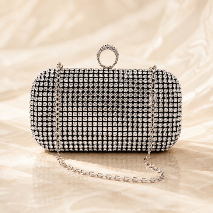 Hand diamond-encrusted dinner bag Hand bag chain small square bag 689059915170