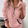 Harper - Cozy Pink Fuzzy Half-Zip Sweatshirt with Pockets