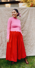 Heartline Color Block Midi Dress