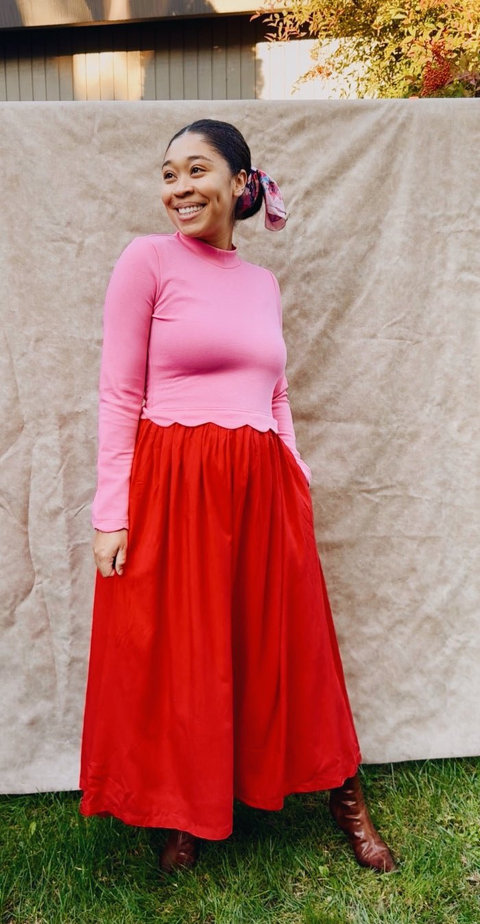 Heartline Color Block Midi Dress