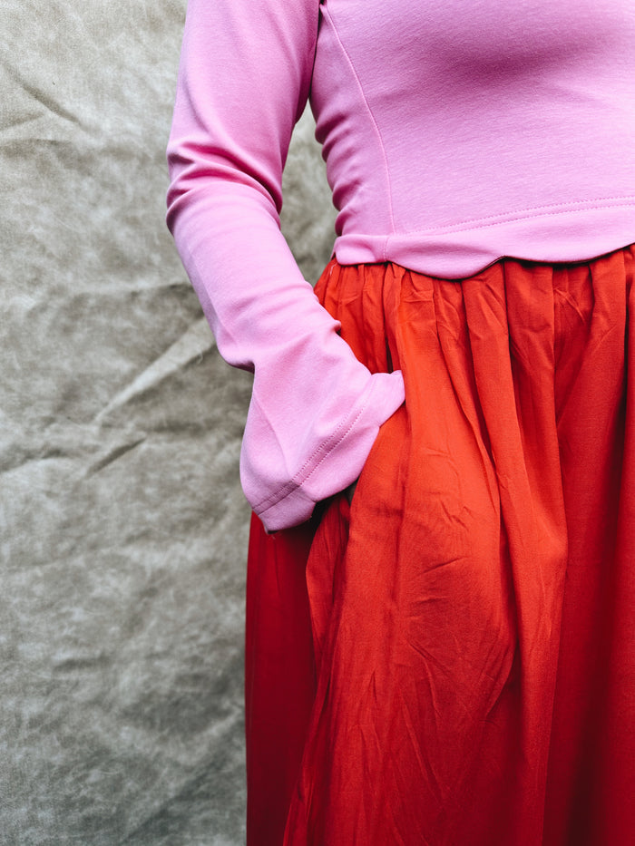 Heartline Color Block Midi Dress