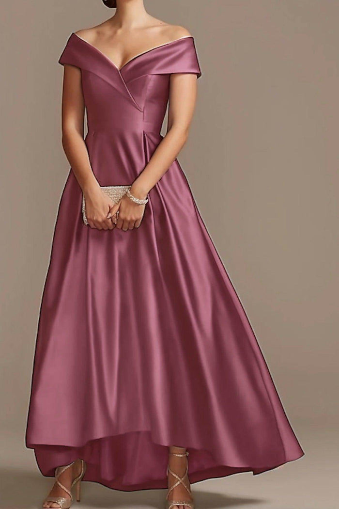 High Low Ankle Length Satin Mother Dress CM0078 - COCOMELODY