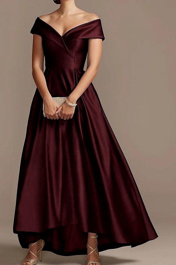 High Low Ankle Length Satin Mother Dress CM0078 - COCOMELODY