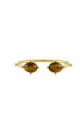 Bracelets Sylvia Toledano Holis Thin Cuff 2 Stones Bracelet Gold/Tiger Eye O/S Apoella