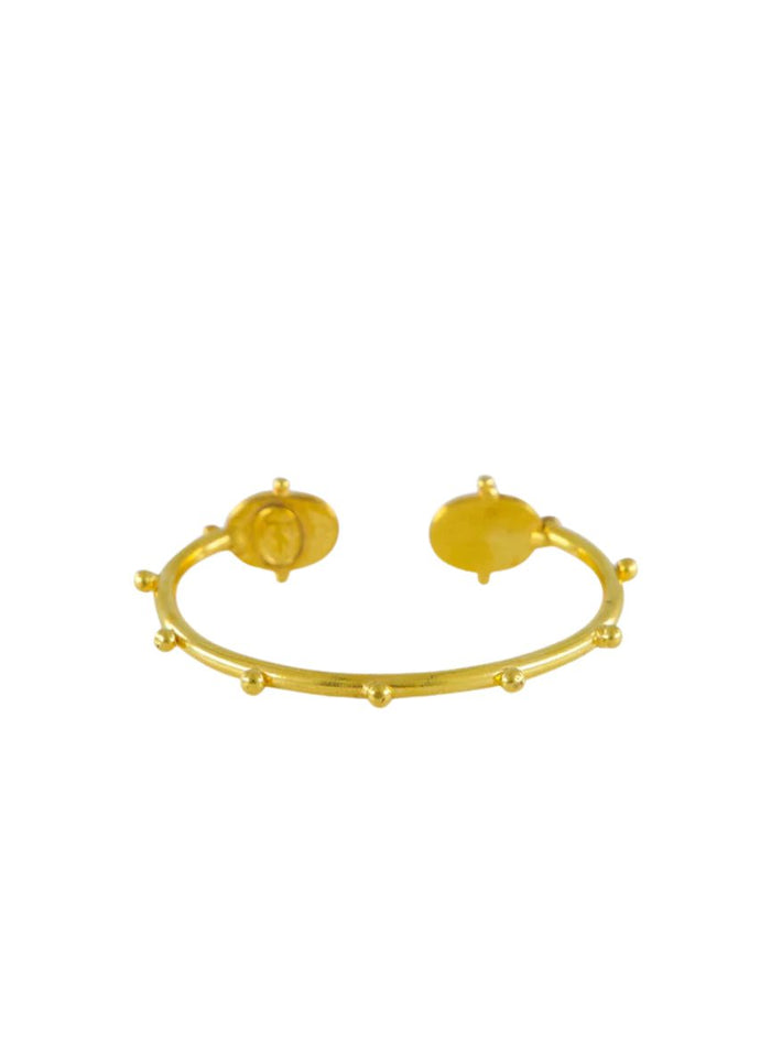 Bracelets Sylvia Toledano Holis Thin Cuff 2 Stones Bracelet Gold/Tiger Eye O/S Apoella