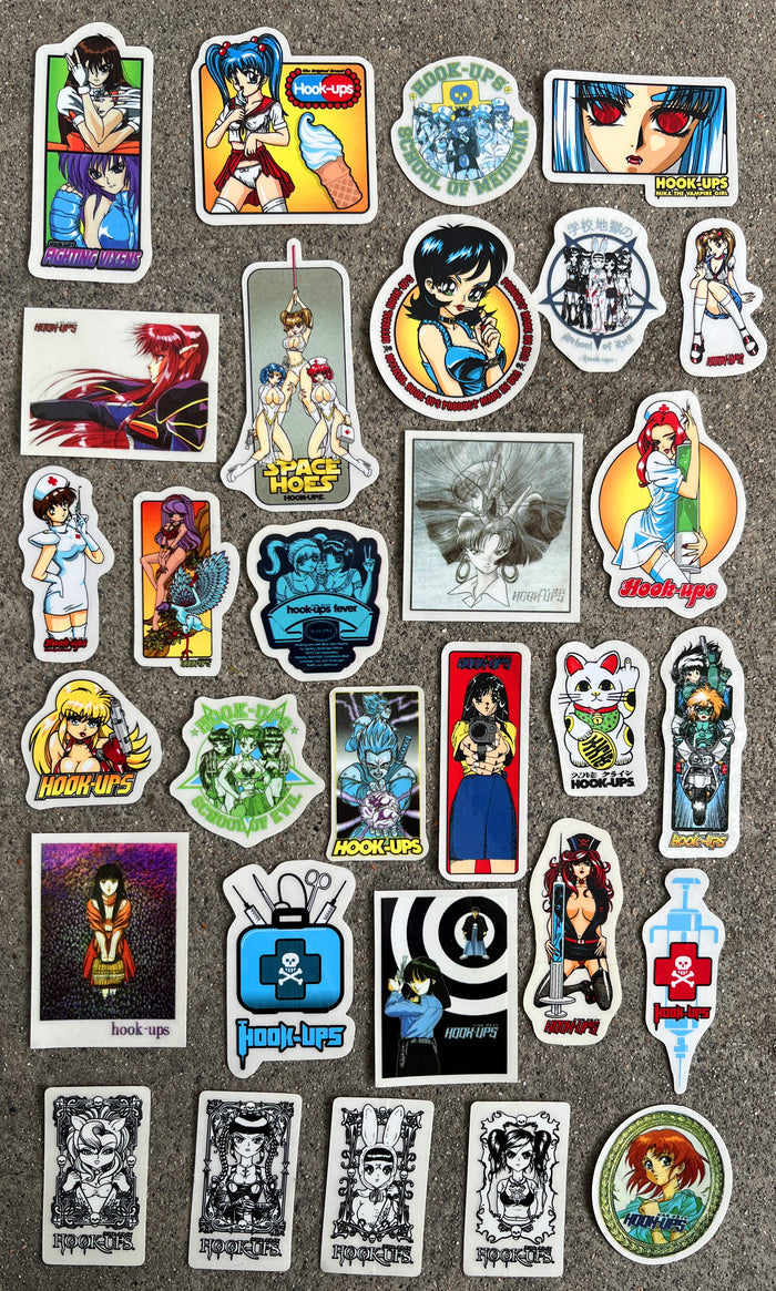 hook-ups mini size sticker pack #2 of 30 small stickers