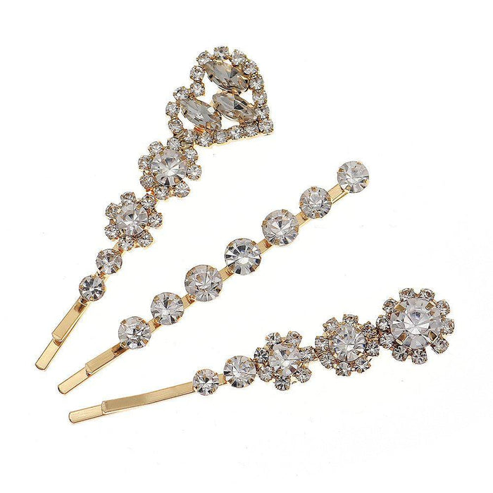 Hot fashion sweet diamond hair clip one word clip metal hair clip 656932865216 - COCOMELODY