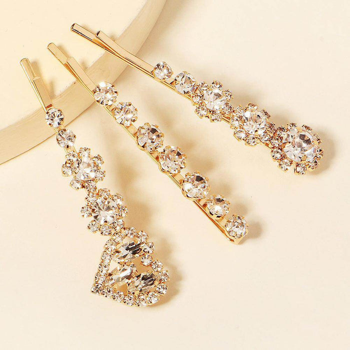 Hot fashion sweet diamond hair clip one word clip metal hair clip 656932865216 - COCOMELODY