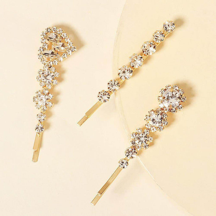 Hot fashion sweet diamond hair clip one word clip metal hair clip 656932865216 - COCOMELODY