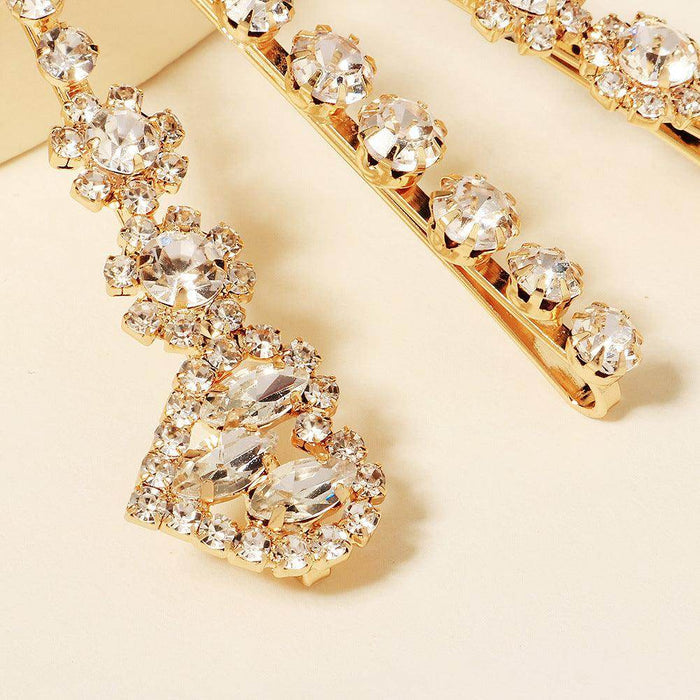 Hot fashion sweet diamond hair clip one word clip metal hair clip 656932865216 - COCOMELODY