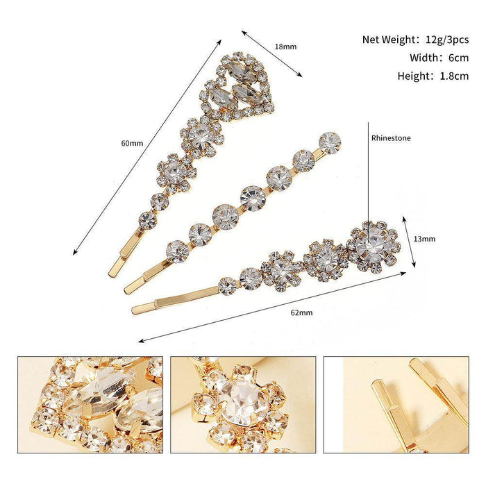 Hot fashion sweet diamond hair clip one word clip metal hair clip 656932865216 - COCOMELODY