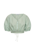 Tops APOELLA Iliana Puff Sleeve Cropped Shirt Mint Apoella