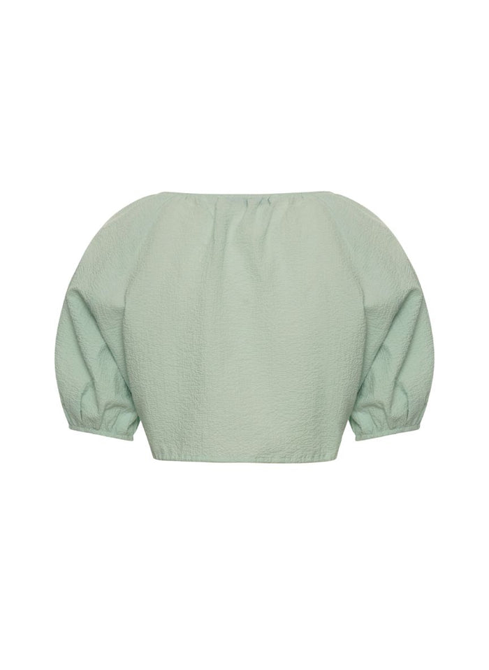 Tops APOELLA Iliana Puff Sleeve Cropped Shirt Mint Apoella
