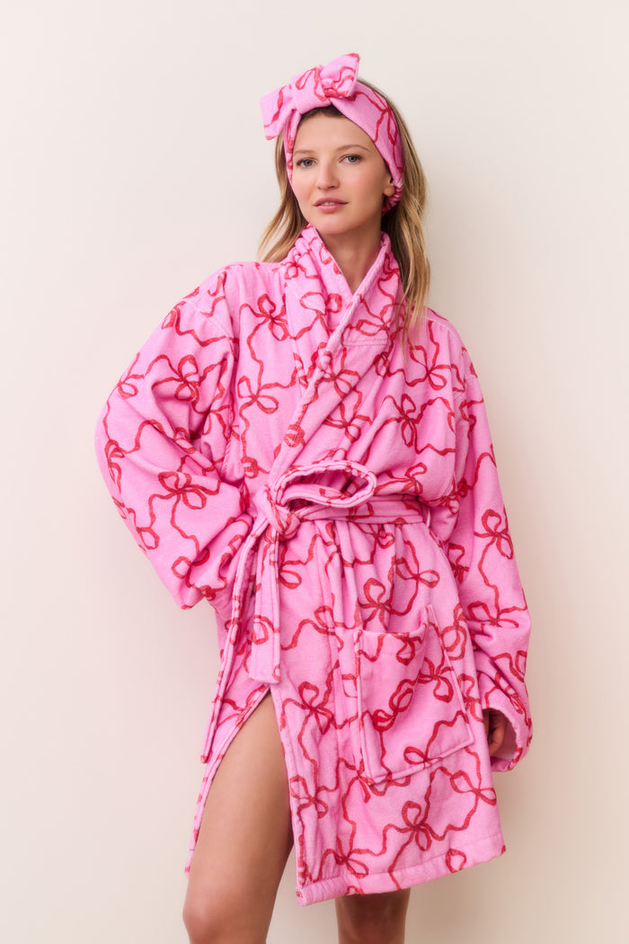 Indie Cotton Bow Print Bath Robe