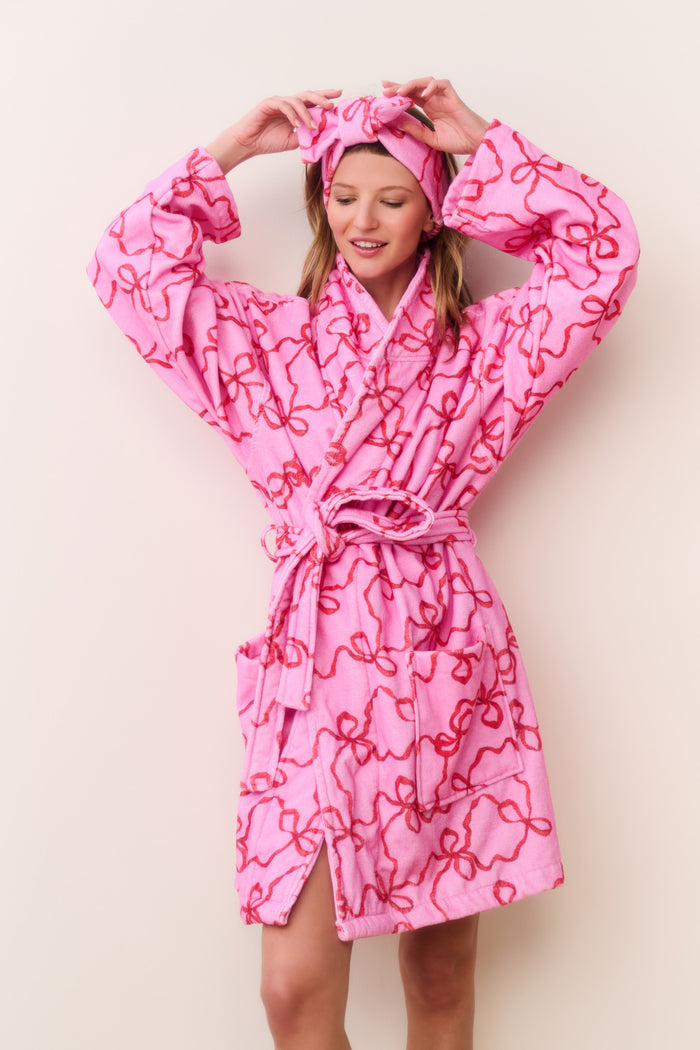 Indie Cotton Bow Print Bath Robe