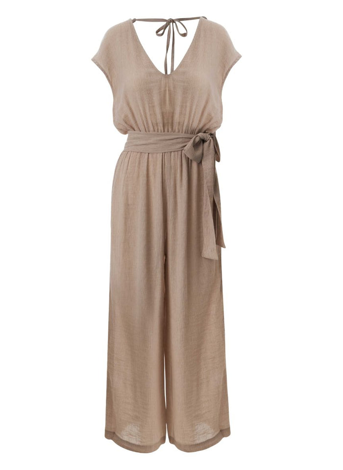 Jumpsuit APLA Iota Crinkled Belted Jumpsuit Beige Apoella