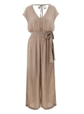 Jumpsuit APLA Iota Crinkled Belted Jumpsuit Beige Apoella