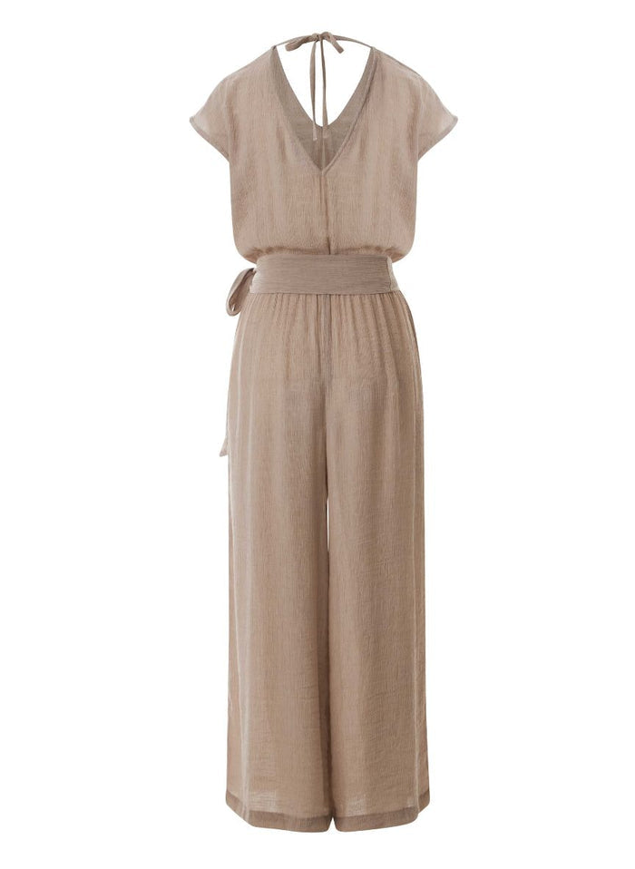 Jumpsuit APLA Iota Crinkled Belted Jumpsuit Beige Apoella