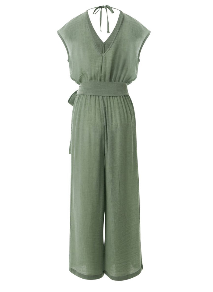 Jumpsuit APLA Iota Crinkled Belted Jumpsuit Green Apoella