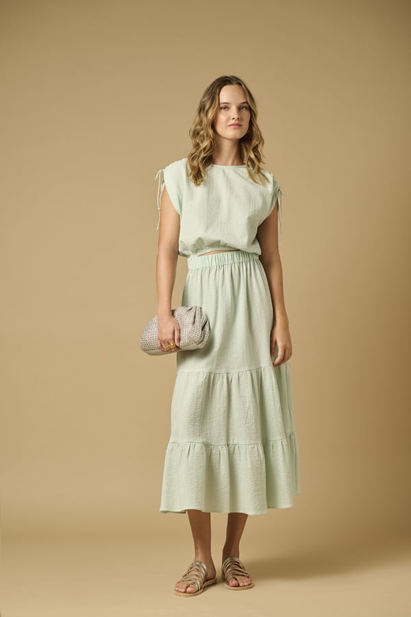 Skirts APOELLA Irida Tiered Long Skirt Mint Apoella