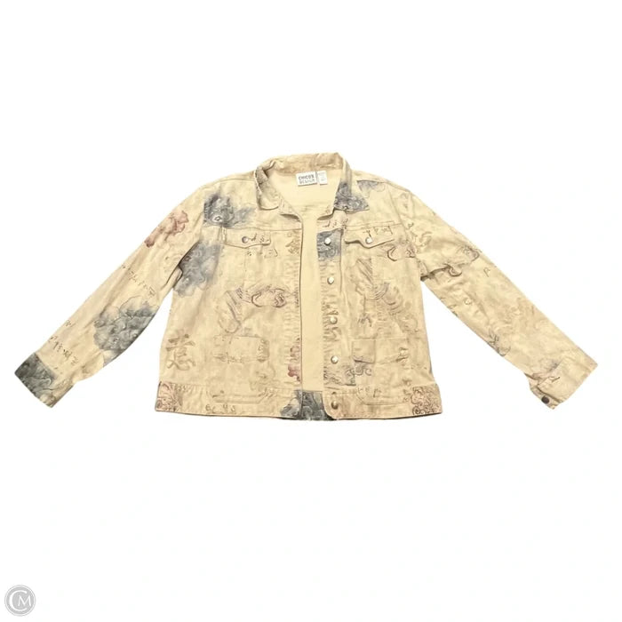 Jacket Denim By Chicos In Tan Denim, Size: L