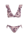 Bikini Emmanuela Swimwear Joanna V Neck Ruffled Bikini Pink Floral Apoella