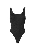 One-Piece Stefania Frangista Josie Over The Shoulder One Piece Seersucker Metallic Black Apoella