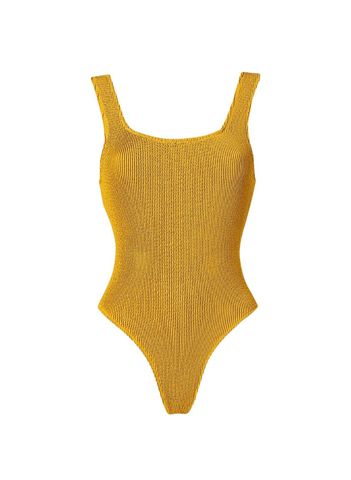 One-Piece Stefania Frangista Josie Over The Shoulder One Piece Seersucker Metallic Mustard Apoella