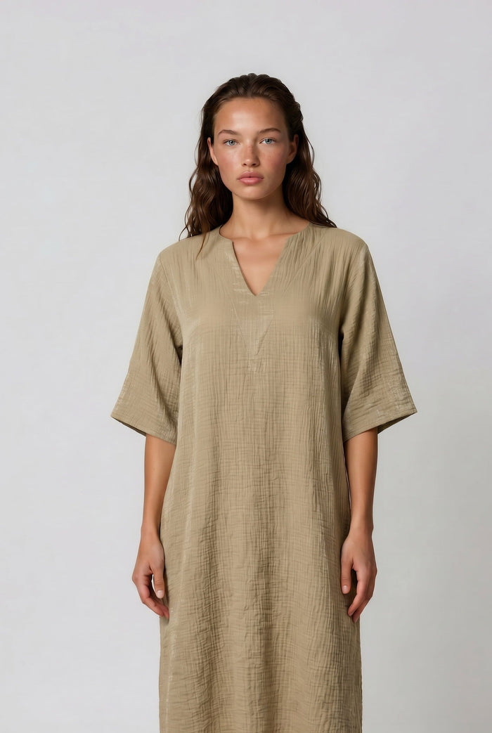 Caftans APLA Kappa VI Shiny Caftan Beige Apoella