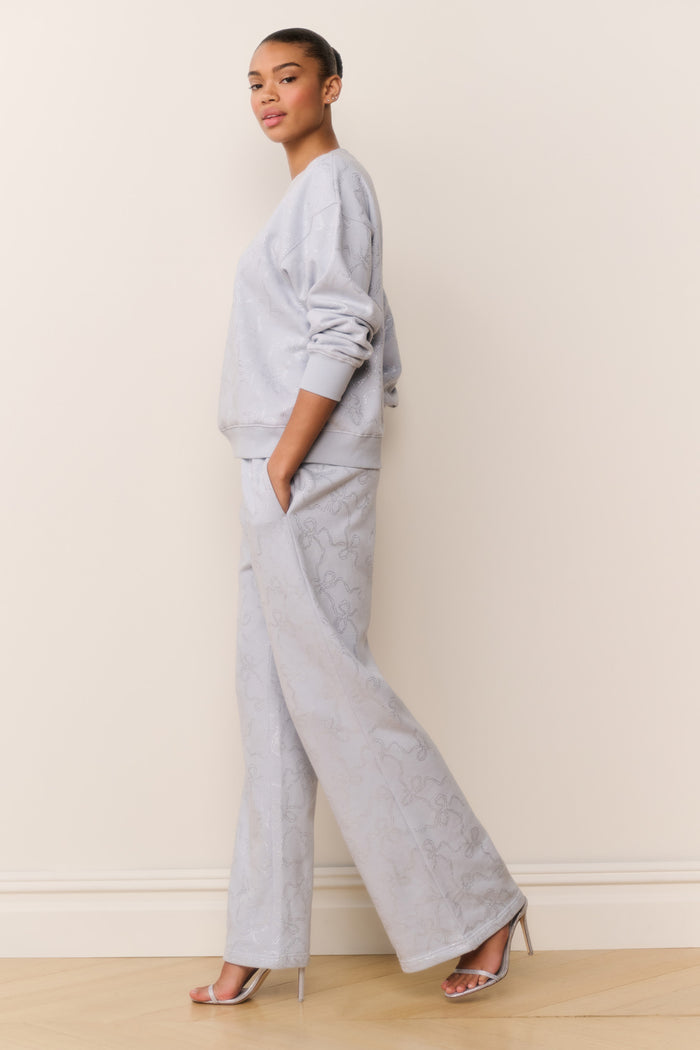 Karabeth Bow Embellished Fleece Pullover
