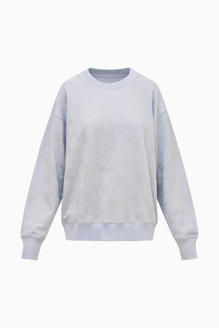 Karabeth Bow Embellished Fleece Pullover